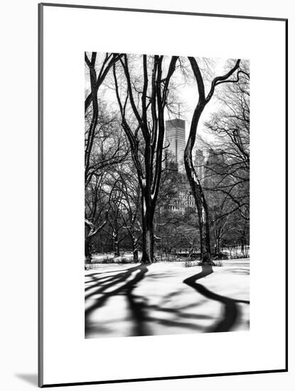 Shadows of Trees Play in Central Park Snow-Philippe Hugonnard-Mounted Art Print
