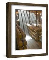 Shafts of Light in Barrel Room of Montevina Winery, Shenandoah Valley, California, USA-Janis Miglavs-Framed Photographic Print