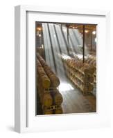 Shafts of Light in Barrel Room of Montevina Winery, Shenandoah Valley, California, USA-Janis Miglavs-Framed Photographic Print