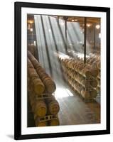 Shafts of Light in Barrel Room of Montevina Winery, Shenandoah Valley, California, USA-Janis Miglavs-Framed Photographic Print