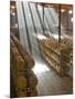 Shafts of Light in Barrel Room of Montevina Winery, Shenandoah Valley, California, USA-Janis Miglavs-Mounted Photographic Print