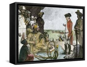 Shah Allum Mogul of Hindostan, Reviewing Troops of the British East India Company, c.1781-null-Framed Stretched Canvas