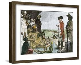 Shah Allum Mogul of Hindostan, Reviewing Troops of the British East India Company, c.1781-null-Framed Giclee Print