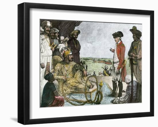 Shah Allum Mogul of Hindostan, Reviewing Troops of the British East India Company, c.1781-null-Framed Giclee Print