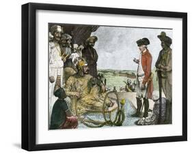 Shah Allum Mogul of Hindostan, Reviewing Troops of the British East India Company, c.1781-null-Framed Giclee Print