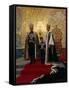 Shah of Iran, Mohamed Reza, Posing with Son Prince Reza and Wife Farah-Dmitri Kessel-Framed Stretched Canvas