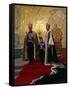 Shah of Iran, Mohamed Reza, Posing with Son Prince Reza and Wife Farah-Dmitri Kessel-Framed Stretched Canvas