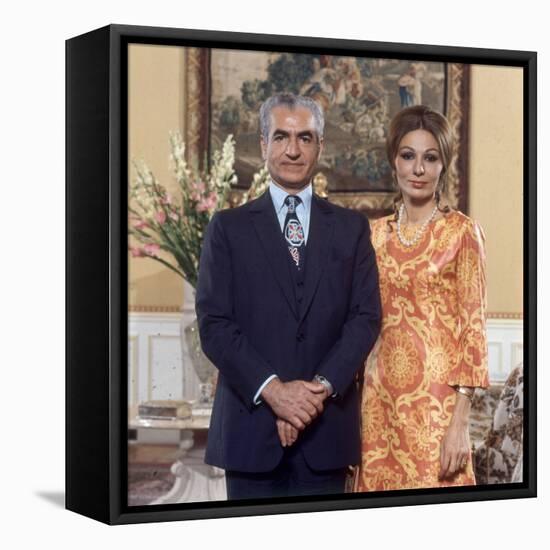 Shah of Iran Mohammad Reza Pahlavi and Wife Farah, 2500th Anniversary of Persia, Persepolis-Carlo Bavagnoli-Framed Stretched Canvas