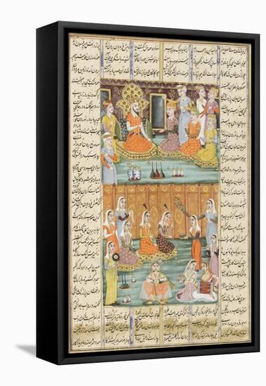 Shahnameh de Ferdowsi ou le Livre des Rois. Mariage des trois filles de Séro, roi du Yémen.-null-Framed Stretched Canvas