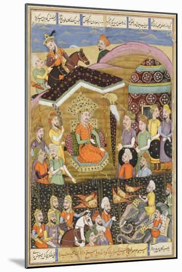 Shahnameh de Ferdowsi ou le Livre des Rois. Sohrab regard la tente noire des chefs de l'armée perse-null-Mounted Giclee Print
