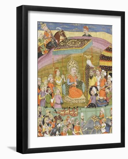 Shahnameh de Ferdowsi ou le Livre des Rois. Sohrab regarde la tente de Guivre-null-Framed Giclee Print