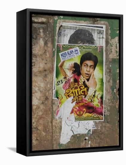 Shahruk Khan in Torn Bollywood Movie Poster on Wall, Hospet, Karnataka, India, Asia-Annie Owen-Framed Stretched Canvas