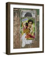 Shahruk Khan in Torn Bollywood Movie Poster on Wall, Hospet, Karnataka, India, Asia-Annie Owen-Framed Photographic Print