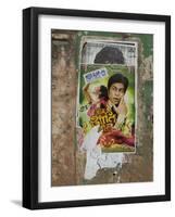 Shahruk Khan in Torn Bollywood Movie Poster on Wall, Hospet, Karnataka, India, Asia-Annie Owen-Framed Photographic Print