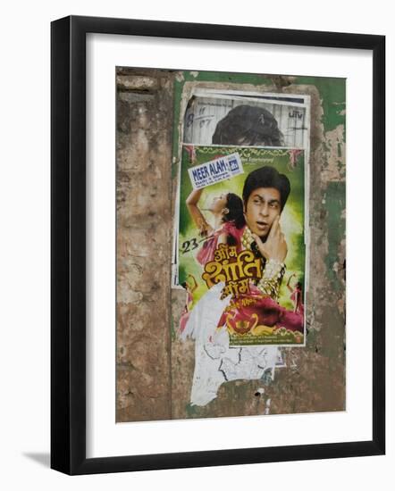 Shahruk Khan in Torn Bollywood Movie Poster on Wall, Hospet, Karnataka, India, Asia-Annie Owen-Framed Photographic Print