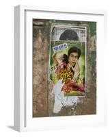 Shahruk Khan in Torn Bollywood Movie Poster on Wall, Hospet, Karnataka, India, Asia-Annie Owen-Framed Photographic Print