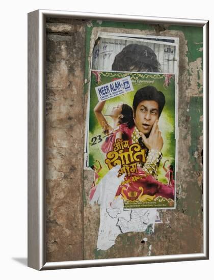 Shahruk Khan in Torn Bollywood Movie Poster on Wall, Hospet, Karnataka, India, Asia-Annie Owen-Framed Photographic Print