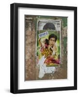 Shahruk Khan in Torn Bollywood Movie Poster on Wall, Hospet, Karnataka, India, Asia-Annie Owen-Framed Photographic Print