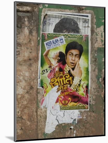 Shahruk Khan in Torn Bollywood Movie Poster on Wall, Hospet, Karnataka, India, Asia-Annie Owen-Mounted Photographic Print