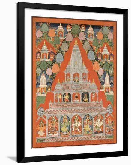 Shaiva Shrines in a Landscape-null-Framed Art Print