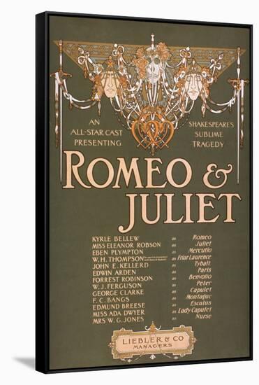 Shakepeare's Sublime Tragedy "Romeo & Juliet" Poster-Lantern Press-Framed Stretched Canvas