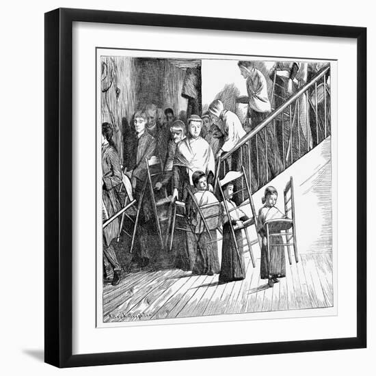 Shaker Community Going to Dinner, Each Carrying their Own Shaker Chair, New York State, 1870-null-Framed Giclee Print