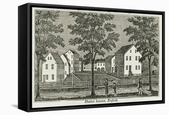 Shaker Houses in Enfield, from "Connecticut Historical Collections," by John Warner Barber, 1856-null-Framed Stretched Canvas