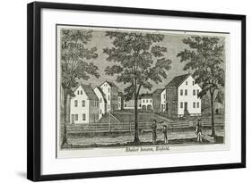 Shaker Houses in Enfield, from "Connecticut Historical Collections," by John Warner Barber, 1856-null-Framed Giclee Print