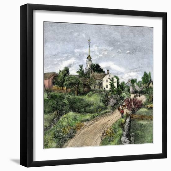 Shaker Meeting-House in Canterbury, New Hampshire, Late 1800s-null-Framed Giclee Print