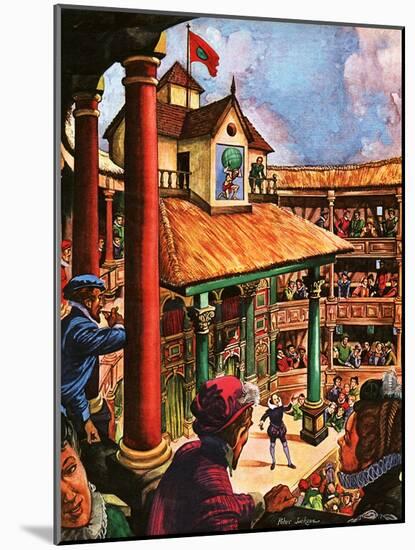 Shakespeare Performing at the Globe Theatre-Peter Jackson-Mounted Giclee Print