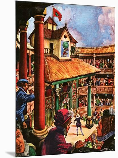 Shakespeare Performing at the Globe Theatre-Peter Jackson-Mounted Giclee Print