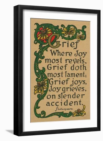 Shakespeare Quote on Grief, Joy-null-Framed Art Print