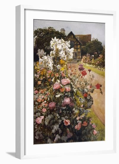 Shakespeare's Garden Stratford-On-Avon. a Packed Herbaceous Border Leads up to the House-null-Framed Art Print