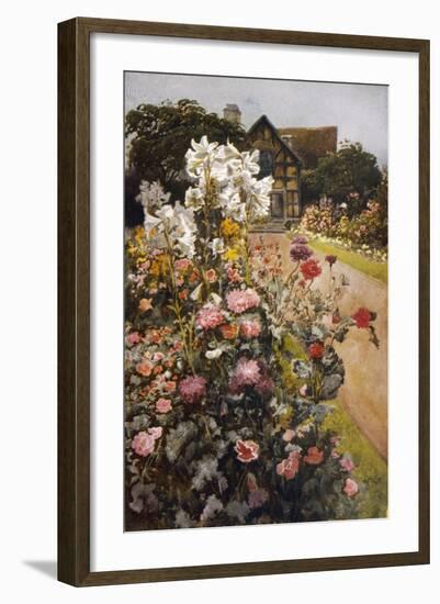 Shakespeare's Garden Stratford-On-Avon. a Packed Herbaceous Border Leads up to the House-null-Framed Art Print