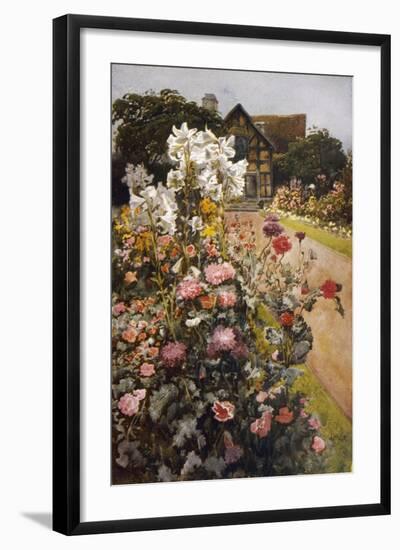 Shakespeare's Garden Stratford-On-Avon. a Packed Herbaceous Border Leads up to the House-null-Framed Art Print