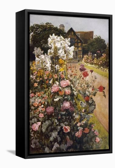 Shakespeare's Garden Stratford-On-Avon. a Packed Herbaceous Border Leads up to the House-null-Framed Stretched Canvas