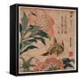 Shakuyaku Kana Ari, Peony and Canary. [1833 or 1834], 1 Print : Woodcut, Color ; 19.2 X 17.4-Katsushika Hokusai-Framed Stretched Canvas