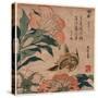 Shakuyaku Kana Ari, Peony and Canary. [1833 or 1834], 1 Print : Woodcut, Color ; 19.2 X 17.4-Katsushika Hokusai-Stretched Canvas