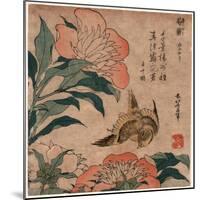 Shakuyaku Kana Ari, Peony and Canary. [1833 or 1834], 1 Print : Woodcut, Color ; 19.2 X 17.4-Katsushika Hokusai-Mounted Giclee Print