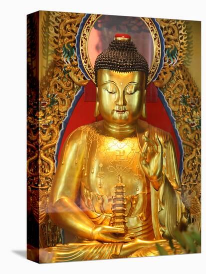 Shakyamuni Buddha Statue in Main Hall, Po Lin Monastery, Tung Chung, Hong Kong, China, Asia-null-Stretched Canvas