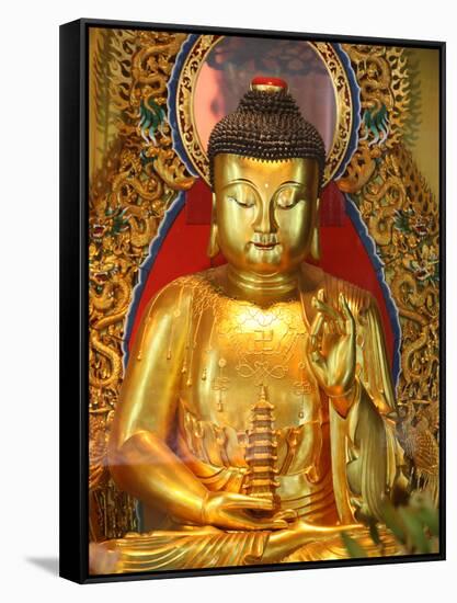 Shakyamuni Buddha Statue in Main Hall, Po Lin Monastery, Tung Chung, Hong Kong, China, Asia-null-Framed Stretched Canvas