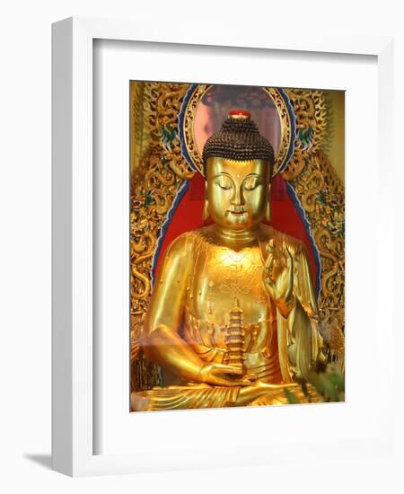 Shakyamuni Buddha Statue in Main Hall, Po Lin Monastery, Tung Chung, Hong Kong, China, Asia-null-Framed Photographic Print