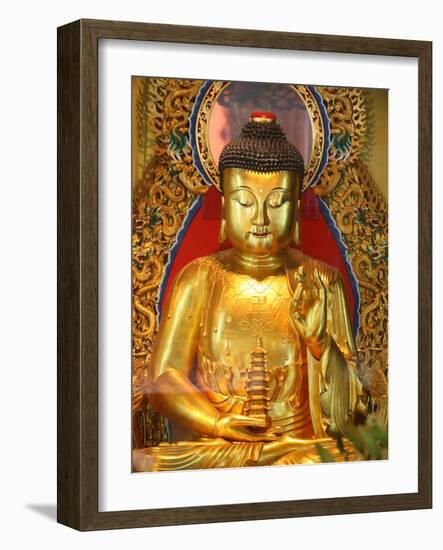 Shakyamuni Buddha Statue in Main Hall, Po Lin Monastery, Tung Chung, Hong Kong, China, Asia-null-Framed Photographic Print