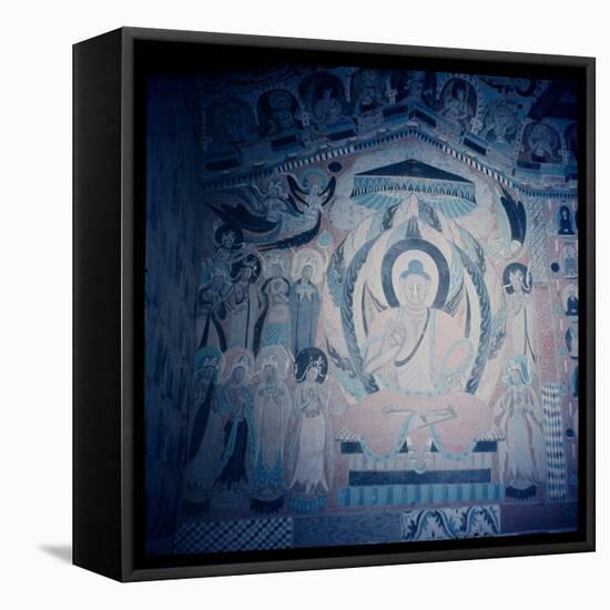 Shakyamuni Buddha, Surrounded by Bodhisattvas and Aspareses, Nanbeichao II Period, 501-580 AD-null-Framed Stretched Canvas