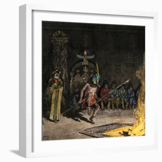 Shalako Leading a Ceremony at Night, Zuni Pueblo, New Mexico, 1800s-null-Framed Giclee Print