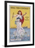 Shall This Continue? Join the Navy Recruitment Poster-null-Framed Giclee Print