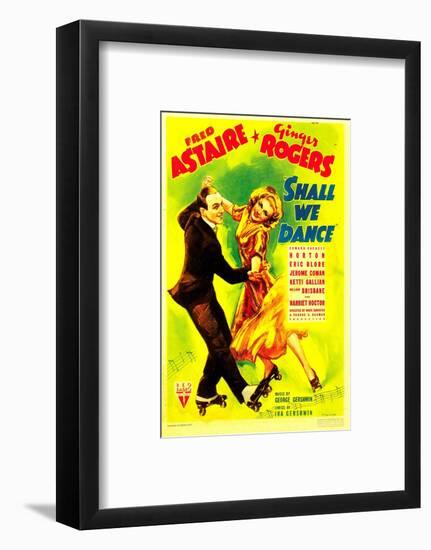 Shall We Dance?, Fred Astaire, Ginger Rogers on Midget Window Card, 1937-null-Framed Photo