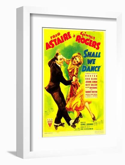 Shall We Dance?, Fred Astaire, Ginger Rogers on Midget Window Card, 1937-null-Framed Photo