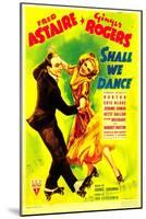 Shall We Dance?, Fred Astaire, Ginger Rogers on Midget Window Card, 1937-null-Mounted Photo