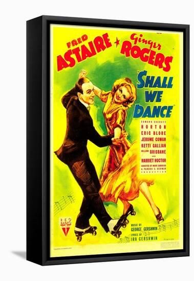 Shall We Dance?, Fred Astaire, Ginger Rogers on Midget Window Card, 1937-null-Framed Stretched Canvas